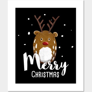 Merry Christmas Yuletide With Reindeer Rudolph Posters and Art